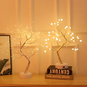 LED Copper Wire Night Light Tree Fairy Lights Home Decoration Night Lamp For Bedroom Bedside Table Lamp USB And Battery Operated