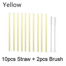 Load image into Gallery viewer, 10PC Special Fine Curved Glass Straight Bend  Drinking Glass Straws Reusable Eco-friendly With Cleaning Brush, Ditch the plastic! Use glass instead