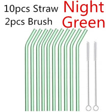 Load image into Gallery viewer, 10PC Special Fine Curved Glass Straight Bend  Drinking Glass Straws Reusable Eco-friendly With Cleaning Brush, Ditch the plastic! Use glass instead