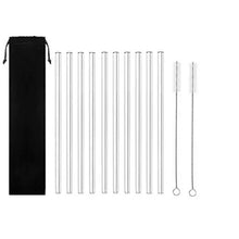 Load image into Gallery viewer, 10PC Special Fine Curved Glass Straight Bend  Drinking Glass Straws Reusable Eco-friendly With Cleaning Brush, Ditch the plastic! Use glass instead