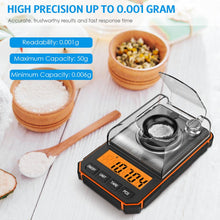 Load image into Gallery viewer, 0.001g Electronic Digital Scale Portable Mini Scale Precision Professional Pocket Scale Milligram 50g Calibration Weights