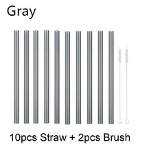 Load image into Gallery viewer, 10PC Special Fine Curved Glass Straight Bend  Drinking Glass Straws Reusable Eco-friendly With Cleaning Brush, Ditch the plastic! Use glass instead