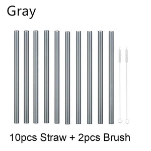 10PC Special Fine Curved Glass Straight Bend  Drinking Glass Straws Reusable Eco-friendly With Cleaning Brush, Ditch the plastic! Use glass instead