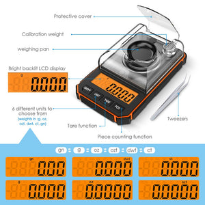 0.001g Electronic Digital Scale Portable Mini Scale Precision Professional Pocket Scale Milligram 50g Calibration Weights