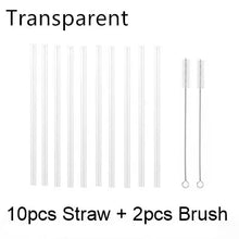 Load image into Gallery viewer, 10PC Special Fine Curved Glass Straight Bend  Drinking Glass Straws Reusable Eco-friendly With Cleaning Brush, Ditch the plastic! Use glass instead