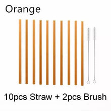 Load image into Gallery viewer, 10PC Special Fine Curved Glass Straight Bend  Drinking Glass Straws Reusable Eco-friendly With Cleaning Brush, Ditch the plastic! Use glass instead