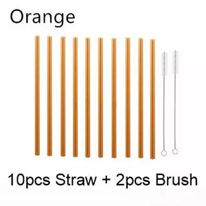 10PC Special Fine Curved Glass Straight Bend  Drinking Glass Straws Reusable Eco-friendly With Cleaning Brush, Ditch the plastic! Use glass instead