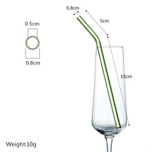 Load image into Gallery viewer, 10PC Special Fine Curved Glass Straight Bend  Drinking Glass Straws Reusable Eco-friendly With Cleaning Brush, Ditch the plastic! Use glass instead