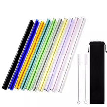 Load image into Gallery viewer, 10PC Special Fine Curved Glass Straight Bend  Drinking Glass Straws Reusable Eco-friendly With Cleaning Brush, Ditch the plastic! Use glass instead