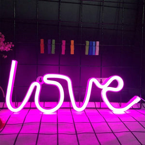 LED Neon Lights Love Shape Night Light Sign Lamp Battery USB Double Powered Nightlight for Indoor Christmas Wedding Birthday