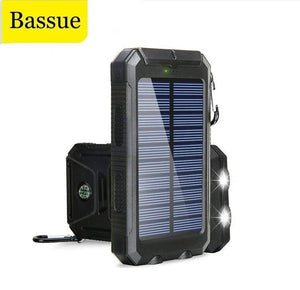 Solar 80000mAh Power Bank Dual USB powerbank Waterproof Battery External Portable Charging with LED Light 2USB powerbank