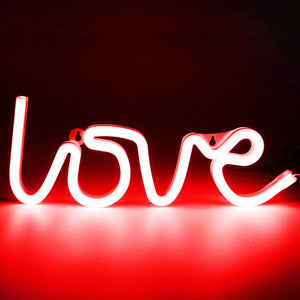 LED Neon Lights Love Shape Night Light Sign Lamp Battery USB Double Powered Nightlight for Indoor Christmas Wedding Birthday