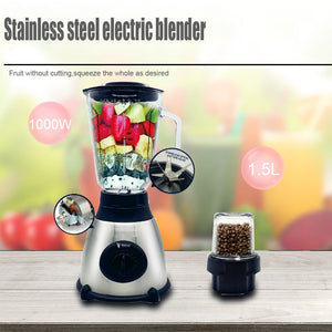 1.5L Stationary Glass Blender 2 in 1 Fruits Juicer Machine Electric Bean Blender Mixer 5 Speeds Juice Extractor 1000W