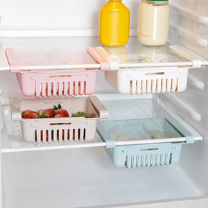 Multifunction Kitchen Refrigerator Storage Basket Rack Fridge Freezer Shelf Holder Pull-out Plastic Drawer Organiser Space Saver