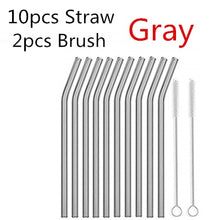 Load image into Gallery viewer, 10PC Special Fine Curved Glass Straight,Bend  Drinking Glass Straws Reusable Eco-friendly With Cleaning Brush