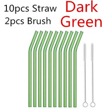 Load image into Gallery viewer, 10PC Special Fine Curved Glass Straight,Bend  Drinking Glass Straws Reusable Eco-friendly With Cleaning Brush