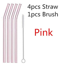 Load image into Gallery viewer, 10PC Special Fine Curved Glass Straight,Bend  Drinking Glass Straws Reusable Eco-friendly With Cleaning Brush