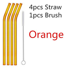 Load image into Gallery viewer, 10PC Special Fine Curved Glass Straight,Bend  Drinking Glass Straws Reusable Eco-friendly With Cleaning Brush