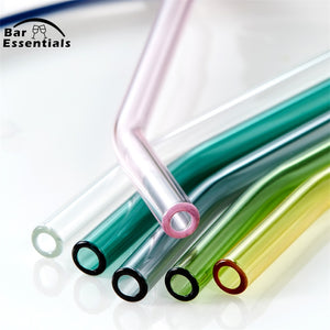 10PC Special Fine Curved Glass Straight,Bend  Drinking Glass Straws Reusable Eco-friendly With Cleaning Brush