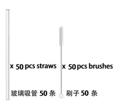 Load image into Gallery viewer, 50PCS Handmade Glass Straws Clear Straight 20cm x 8 mm - Premium Glass - Healthy, Reusable, Pack of 50