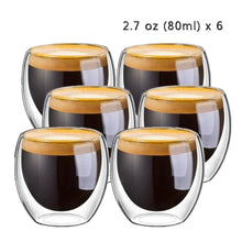 Load image into Gallery viewer, New 6Pcs 80ml 2.7oz Glass Double Walled Heat Insulated Tumbler Espresso Tea Cup coffee mug tazas de ceramica creativas