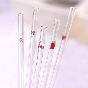 Glass Straw Glass Drinking Straw Glass Tube Heater drink straw Heat Resistant Party Tube Patterned Party Decoration Drinkware